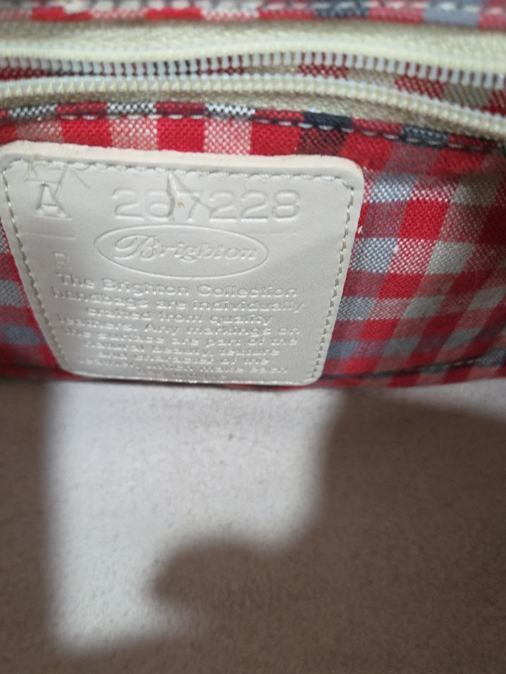 Brighton Rare Vintage Ming Dynasty Cream and Red Satchel with Heart Charm